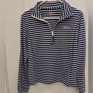 Vineyard Vines Sankaty Texican Navy and White Striped Sweatshirt, Size S